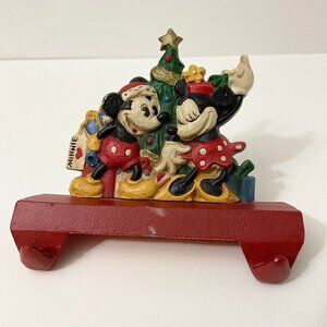 Vtg MCF Mickey Minnie Mouse Cast Iron Double Stocking Holder Flaws